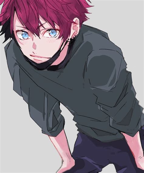 red hair anime guy|anime boy with red hair and blue eyes.